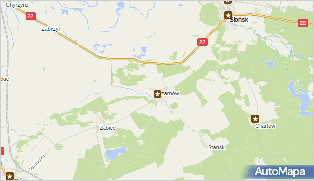 mapa Czarnów gmina Górzyca, Czarnów gmina Górzyca na mapie Targeo