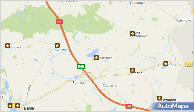 mapa Czarnowo gmina Kozielice, Czarnowo gmina Kozielice na mapie Targeo