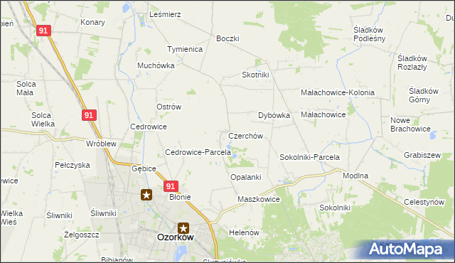mapa Czerchów, Czerchów na mapie Targeo