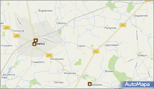 mapa Czerlin gmina Gołańcz, Czerlin gmina Gołańcz na mapie Targeo