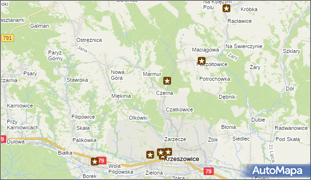 mapa Czerna gmina Krzeszowice, Czerna gmina Krzeszowice na mapie Targeo