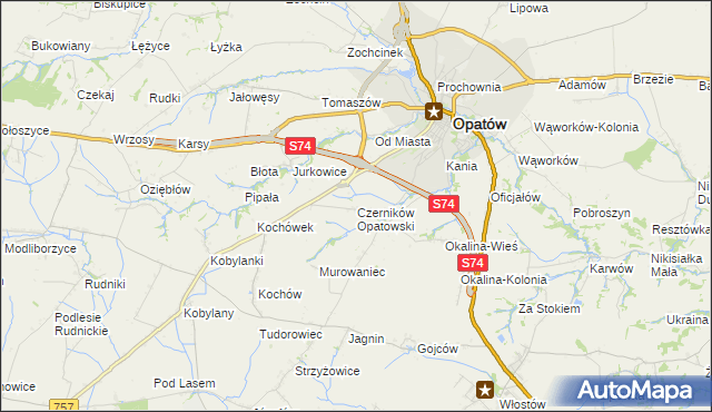 mapa Czerników Opatowski, Czerników Opatowski na mapie Targeo
