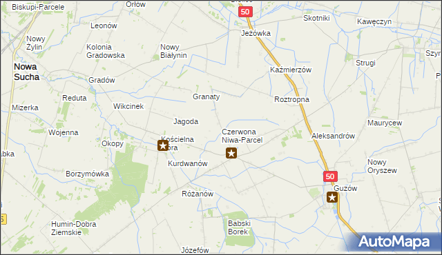 mapa Czerwona Niwa-Parcel, Czerwona Niwa-Parcel na mapie Targeo