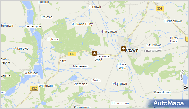 mapa Czerwona Wieś, Czerwona Wieś na mapie Targeo