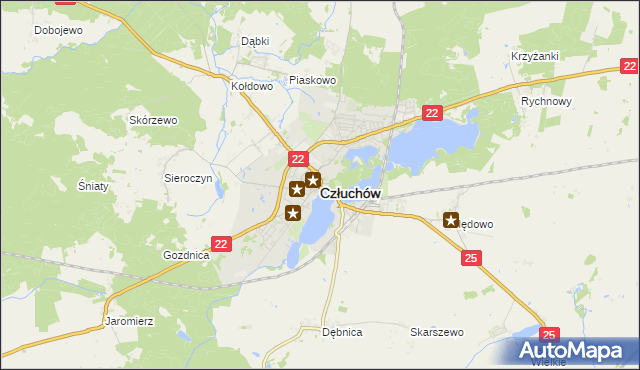 mapa Człuchów, Człuchów na mapie Targeo