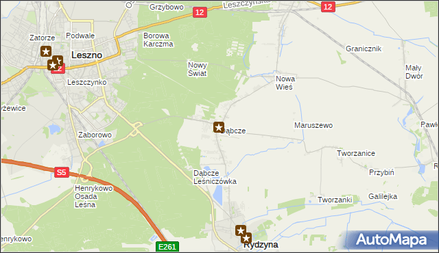 mapa Dąbcze, Dąbcze na mapie Targeo