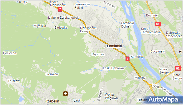 mapa Dąbrowa gmina Łomianki, Dąbrowa gmina Łomianki na mapie Targeo