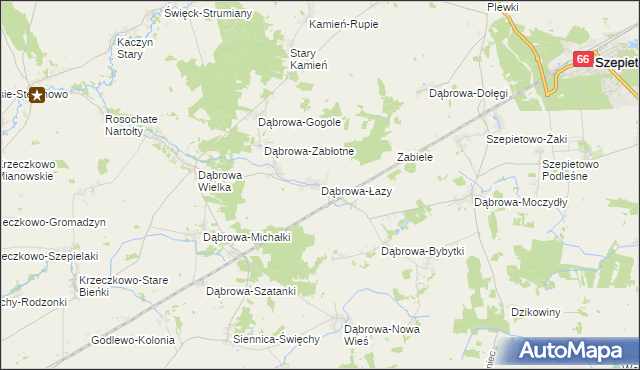mapa Dąbrowa-Łazy gmina Szepietowo, Dąbrowa-Łazy gmina Szepietowo na mapie Targeo