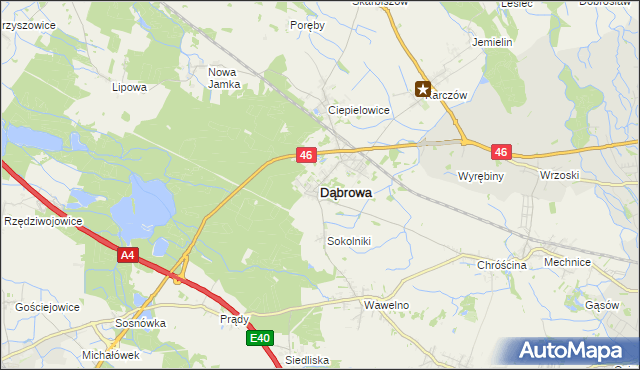 mapa Dąbrowa powiat opolski, Dąbrowa powiat opolski na mapie Targeo