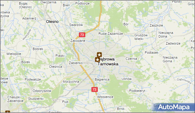 mapa Dąbrowa Tarnowska, Dąbrowa Tarnowska na mapie Targeo