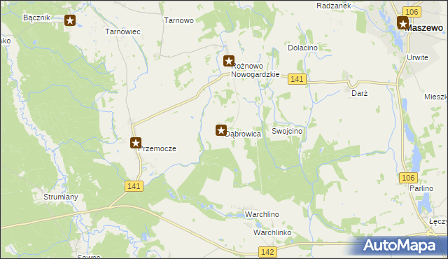 mapa Dąbrowica gmina Maszewo, Dąbrowica gmina Maszewo na mapie Targeo