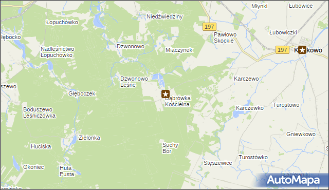 mapa Dąbrówka Kościelna gmina Kiszkowo, Dąbrówka Kościelna gmina Kiszkowo na mapie Targeo