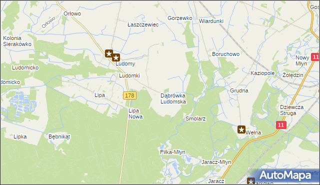 mapa Dąbrówka Ludomska, Dąbrówka Ludomska na mapie Targeo