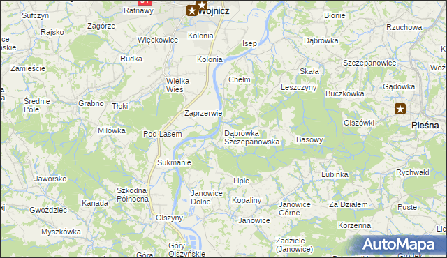 mapa Dąbrówka Szczepanowska, Dąbrówka Szczepanowska na mapie Targeo