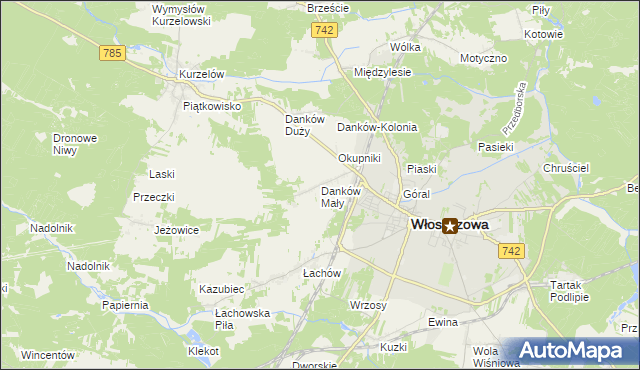 mapa Danków Mały, Danków Mały na mapie Targeo