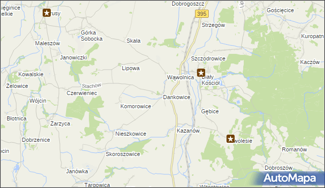 mapa Dankowice gmina Strzelin, Dankowice gmina Strzelin na mapie Targeo