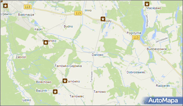 mapa Danowo gmina Goleniów, Danowo gmina Goleniów na mapie Targeo