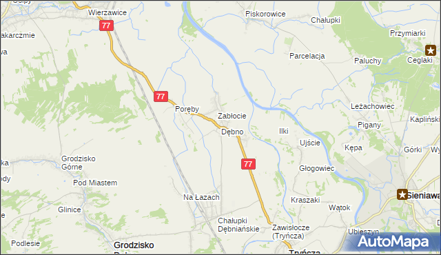 mapa Dębno gmina Leżajsk, Dębno gmina Leżajsk na mapie Targeo