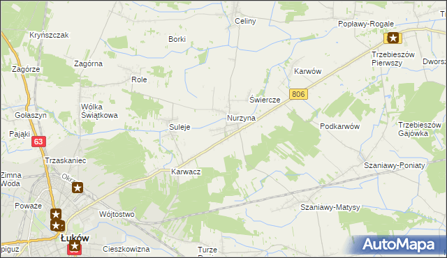 mapa Dębowica gmina Trzebieszów, Dębowica gmina Trzebieszów na mapie Targeo