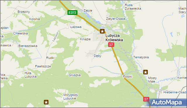 mapa Dęby gmina Lubycza Królewska, Dęby gmina Lubycza Królewska na mapie Targeo