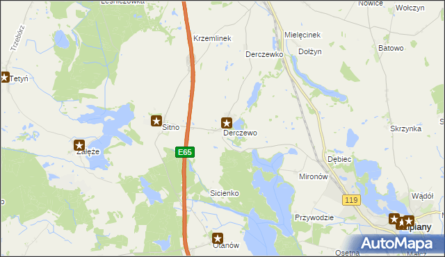 mapa Derczewo, Derczewo na mapie Targeo