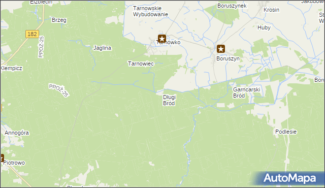 mapa Długi Bród gmina Połajewo, Długi Bród gmina Połajewo na mapie Targeo