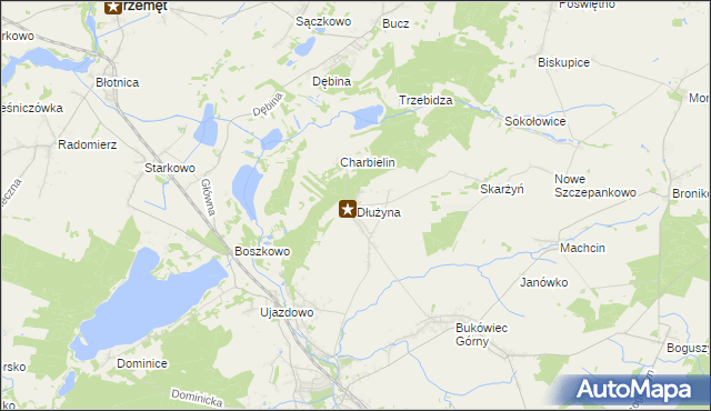 mapa Dłużyna gmina Włoszakowice, Dłużyna gmina Włoszakowice na mapie Targeo