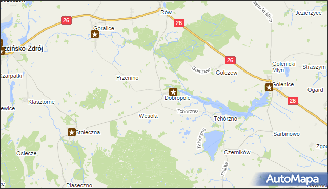 mapa Dobropole gmina Trzcińsko-Zdrój, Dobropole gmina Trzcińsko-Zdrój na mapie Targeo