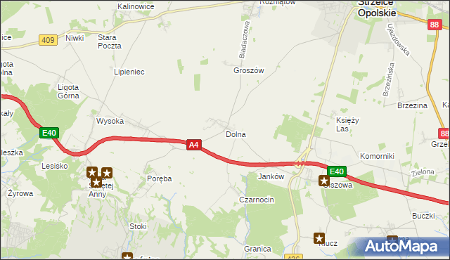 mapa Dolna gmina Leśnica, Dolna gmina Leśnica na mapie Targeo