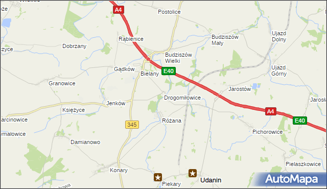 mapa Drogomiłowice, Drogomiłowice na mapie Targeo