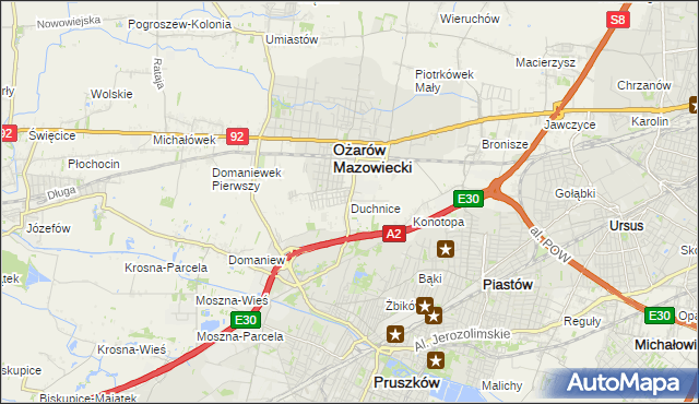 mapa Duchnice, Duchnice na mapie Targeo