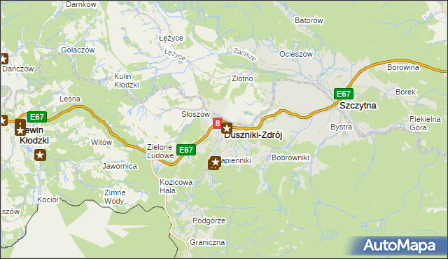 mapa Duszniki-Zdrój, Duszniki-Zdrój na mapie Targeo