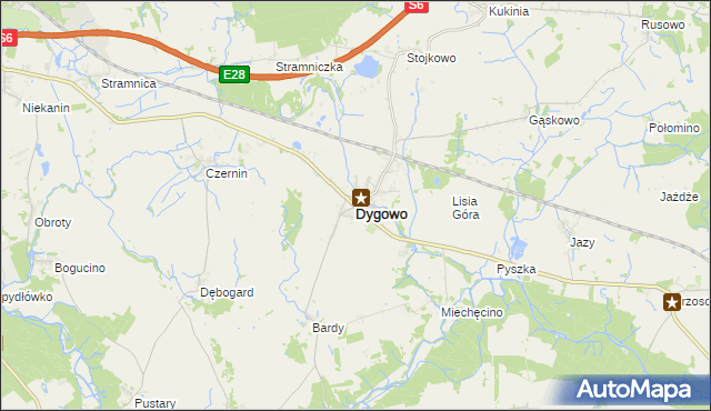 mapa Dygowo, Dygowo na mapie Targeo