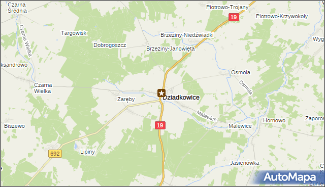 mapa Dziadkowice powiat siemiatycki, Dziadkowice powiat siemiatycki na mapie Targeo