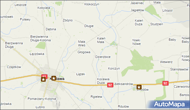 mapa Dzierzbice, Dzierzbice na mapie Targeo