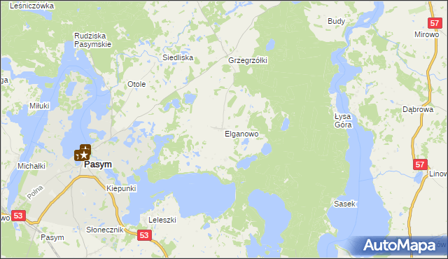 mapa Elganowo, Elganowo na mapie Targeo