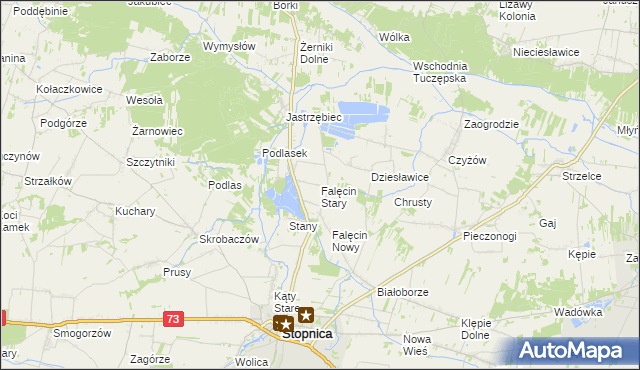 mapa Falęcin Stary, Falęcin Stary na mapie Targeo