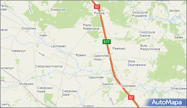 mapa Galominek Nowy, Galominek Nowy na mapie Targeo