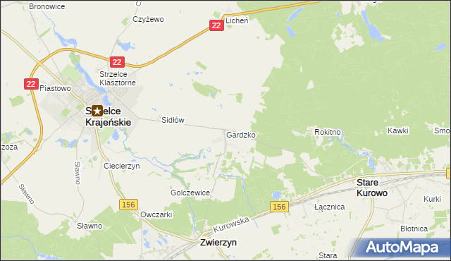 mapa Gardzko, Gardzko na mapie Targeo