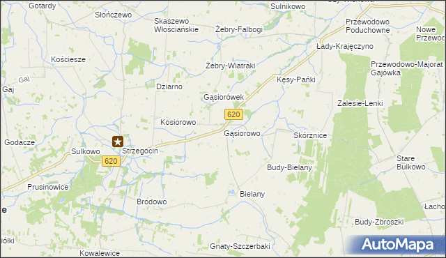 mapa Gąsiorowo gmina Świercze, Gąsiorowo gmina Świercze na mapie Targeo