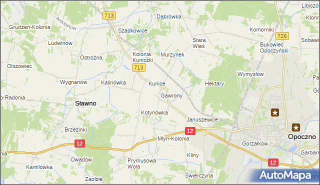 mapa Gawrony gmina Sławno, Gawrony gmina Sławno na mapie Targeo