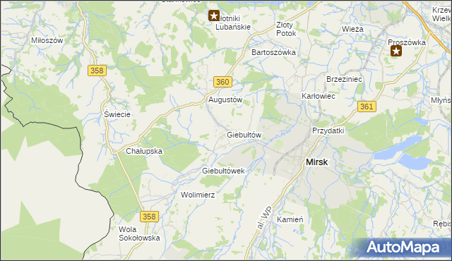 mapa Giebułtów gmina Mirsk, Giebułtów gmina Mirsk na mapie Targeo