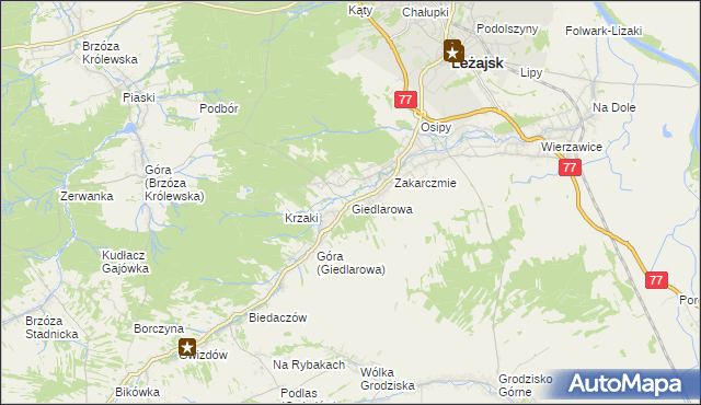 mapa Giedlarowa, Giedlarowa na mapie Targeo