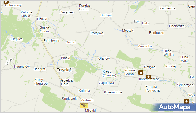 mapa Glanów, Glanów na mapie Targeo