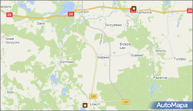 mapa Głażewo gmina Międzychód, Głażewo gmina Międzychód na mapie Targeo