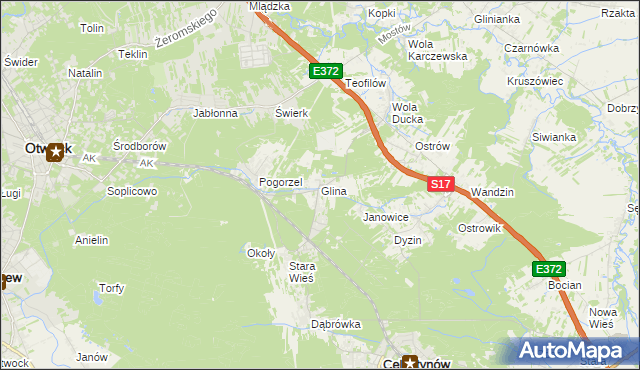 mapa Glina gmina Celestynów, Glina gmina Celestynów na mapie Targeo