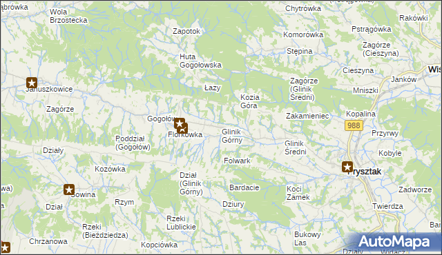 mapa Glinik Górny, Glinik Górny na mapie Targeo