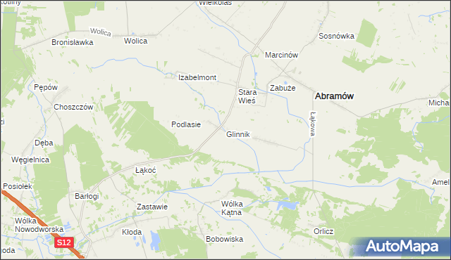 mapa Glinnik gmina Abramów, Glinnik gmina Abramów na mapie Targeo