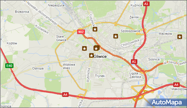 mapa Gliwic, Gliwice na mapie Targeo