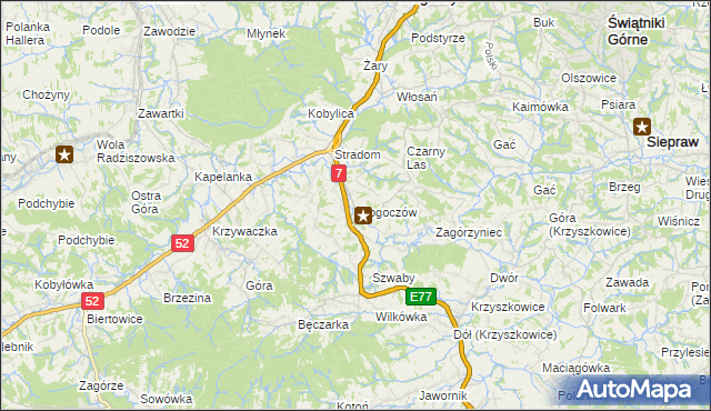 mapa Głogoczów, Głogoczów na mapie Targeo